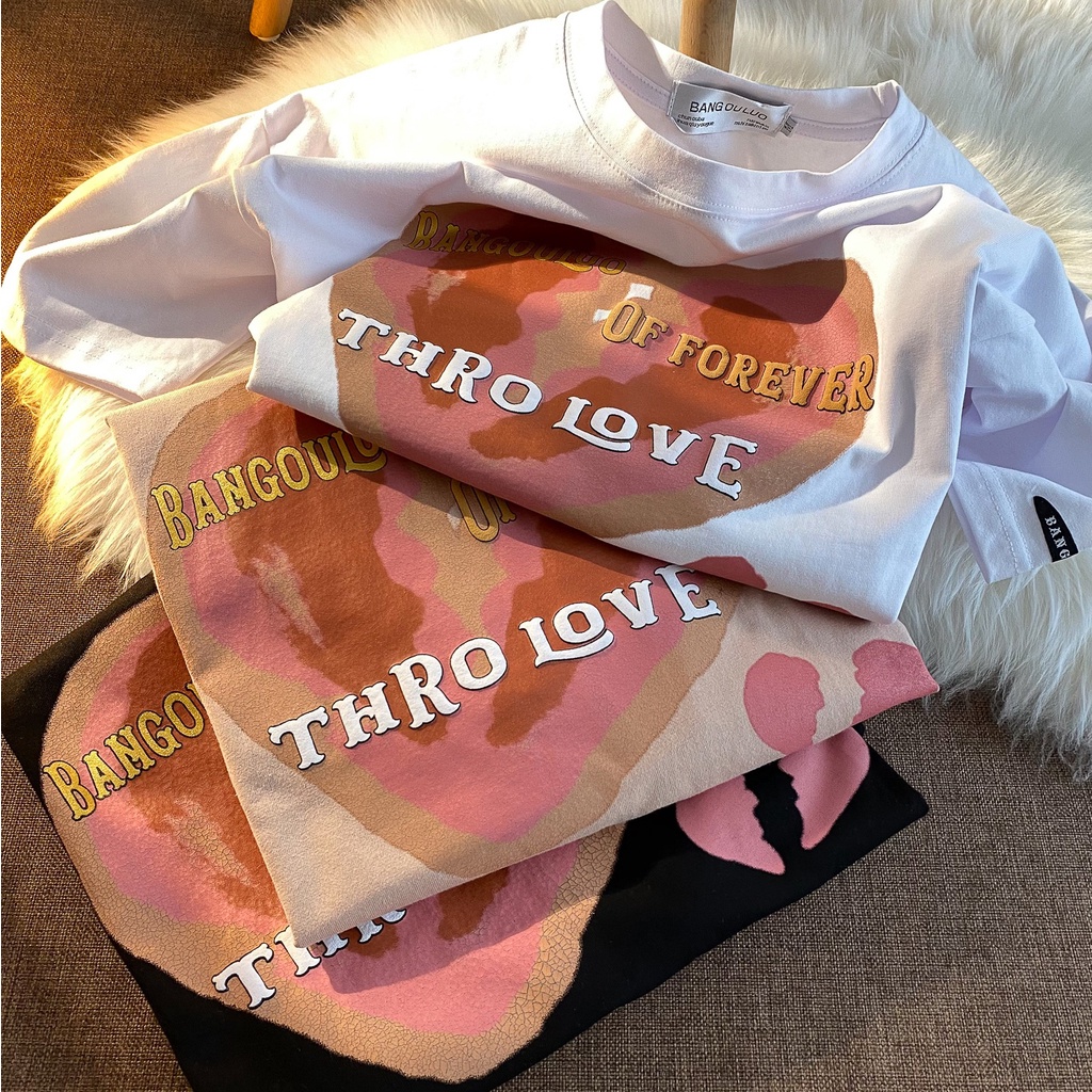 NRVP Áo Thun Mùa Hè Tay Cộc Oversize In Họa Tiết Phong Cách Hàn Quốc Cho Nam / Nữ