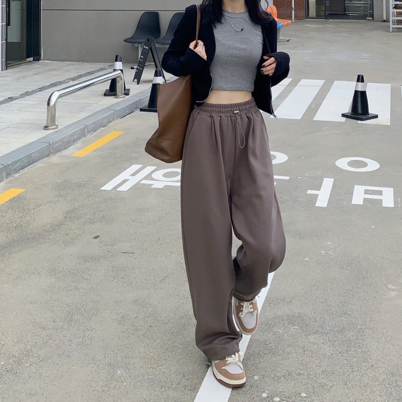 Quần ống rộng lưng cao dây rút cá tính trẻ trung thời trang 46142