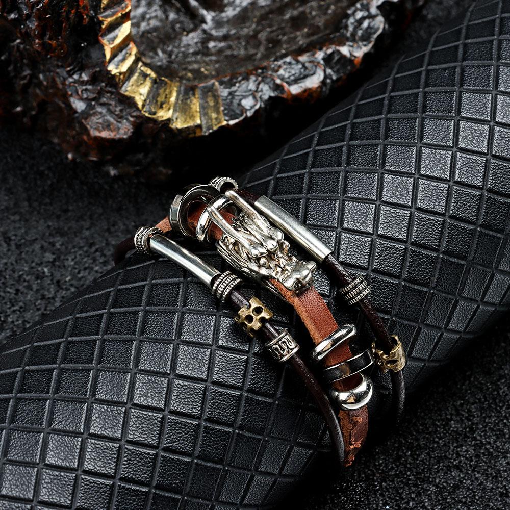 Vòng Tay Da Phối Mặt Hình Rồng Hợp Kim