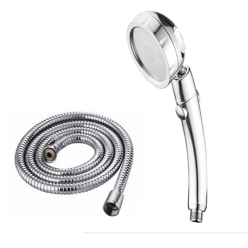 Bộ tay sen, vòi sen tắm tăng áp màu bạc cao cấp xoay 360 độ, 3 chế độ nước phù hợp mọi thời đại - QM048