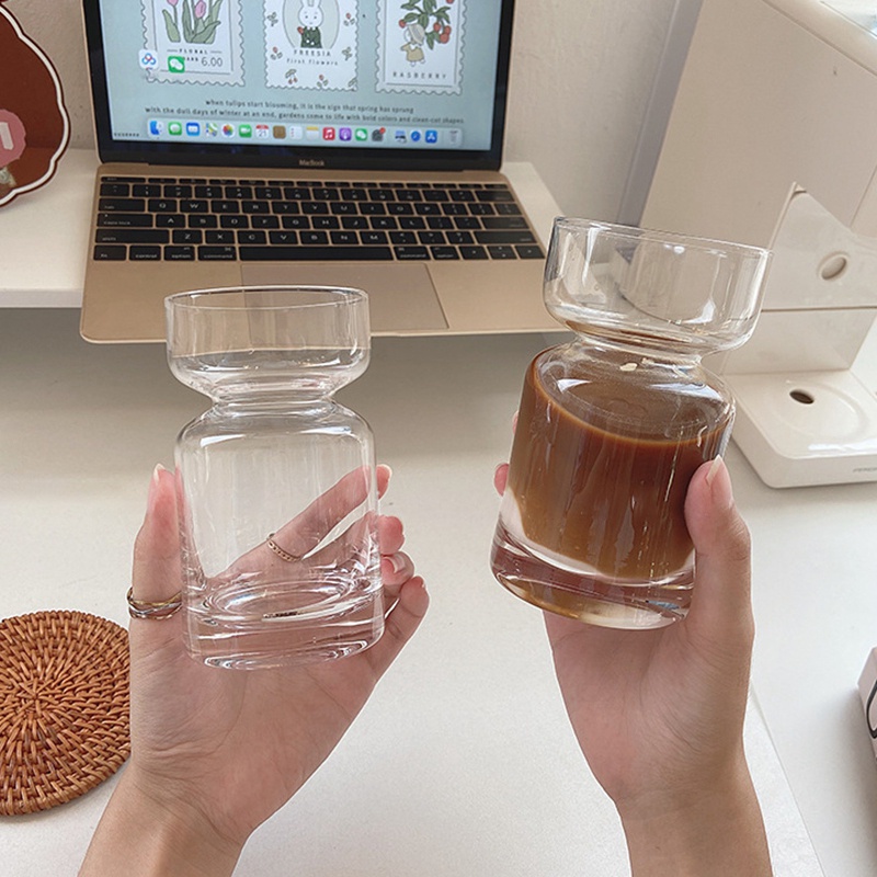 Ly Thủy Tinh Uống Cà Phê/Nước Ép Thiết Kế Trong Suốt Sáng Tạo