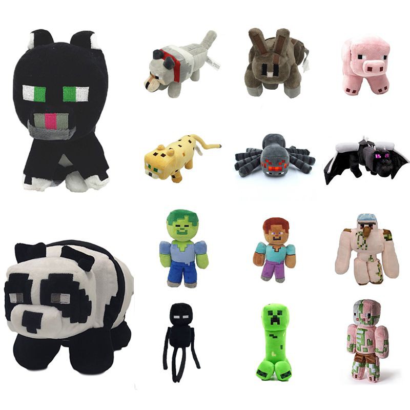 Minecraft đồ chơi sang trọng búp bê nhồi bông mềm enderman wolf zombie spider sketelon hình đồ chơi anime cho bữa tiệc trẻ em