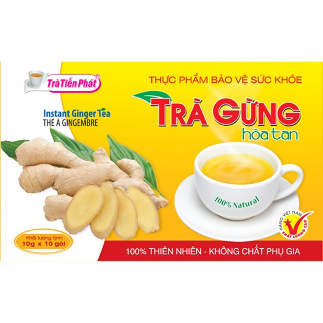 Hộp Trà Gừng Hoà Tan Tiến phát 10 gói x 10 gr