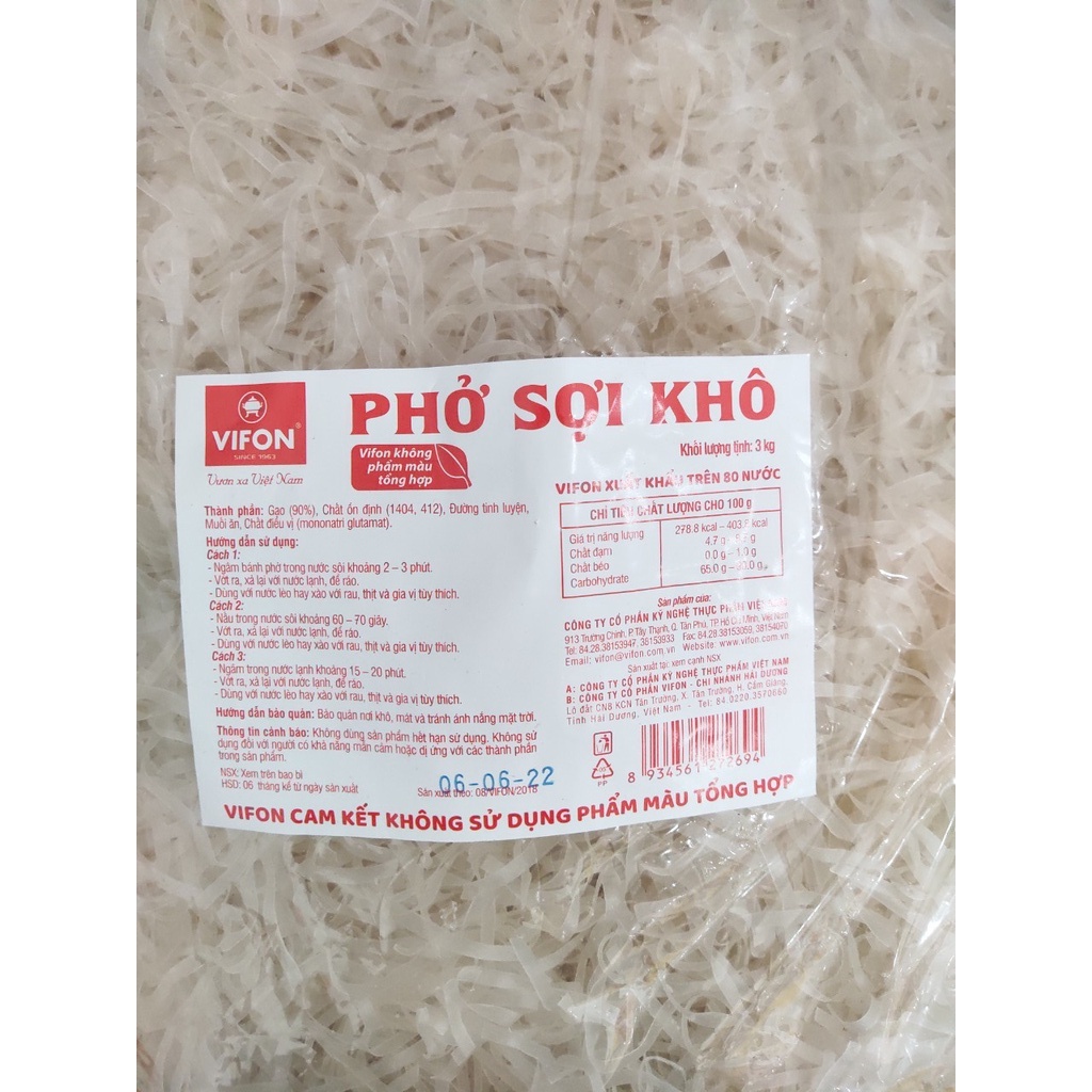 Phở khô sợi nhỏ Vifon túi 3kg