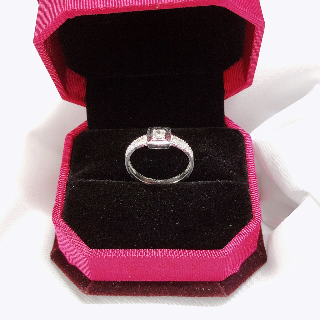 Nhẫn nữ bạc ta mặt vuông nhỏ xinh LINH MIU SILVER