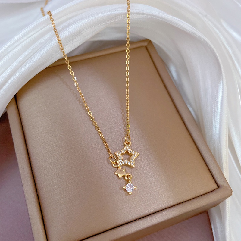 Dây chuyền, vòng cổ nữ đính đá nhân tạo, titan không gỉ sang trọng và thanh lịch LOZI (VCNU03)