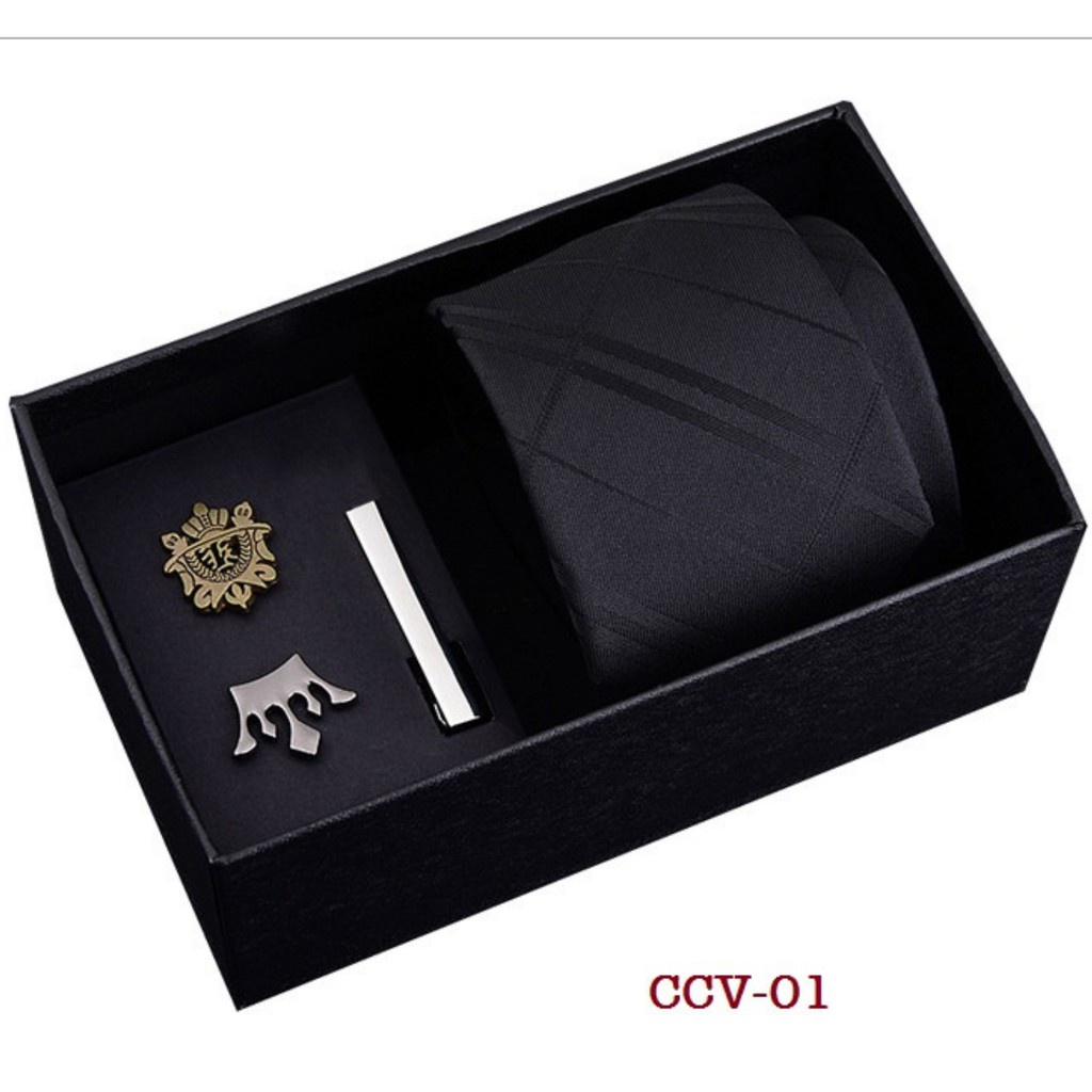 ❈❧✹Bộ qùa tặng Cà Vạt 6cm, Kẹp vạt, Ghim cài áo thời trang Nam, phụ kiện không thể thiếu khi mặc Vest - AdamZon