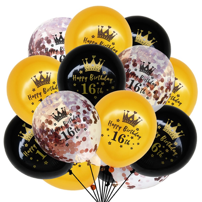 Set 15 Bong Bóng Latex 12 Inch 16 / 18 / 21 / 30 / 45 / 50 / 60 In Chữ Happy Birthday Đẹp Mắt