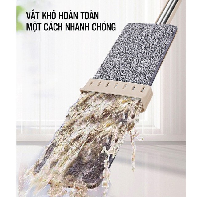 [xả kho] Cây Lau Nhà Tự Vắt Phẳng Thông Minh Spin Mop Xoay 360 Độ_ Tặng Kèm Hai Bông Lau