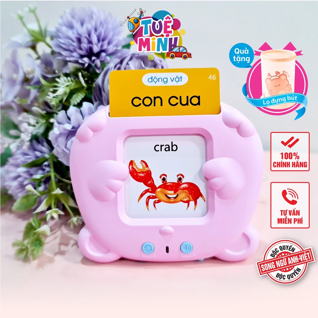 Máy đọc thẻ tiếng anh Tuệ Minh, đồ chơi giáo dục đọc 255 thẻ 510 từ vững tiếng anh, giúp trẻ học tiếng anh dễ dàng