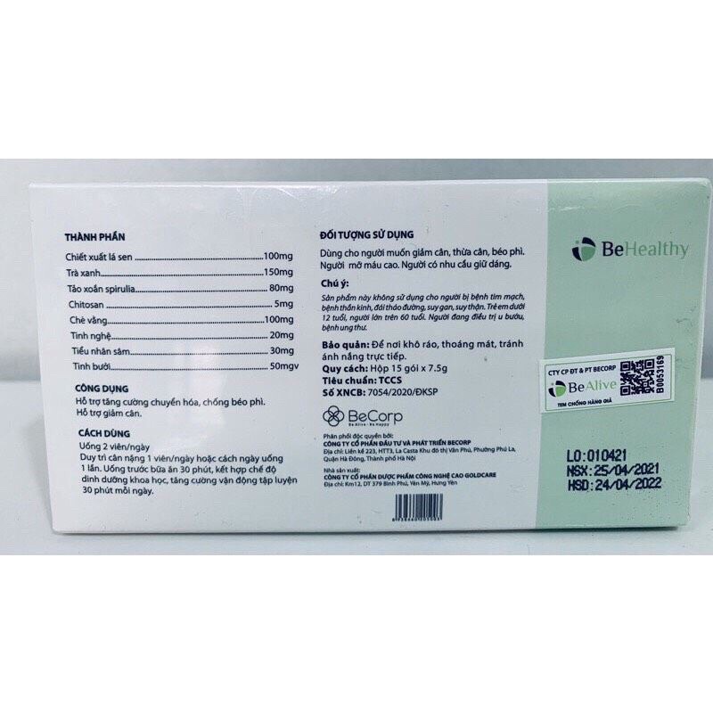 [CHÍNH HÃNG] Trà Giảm Cân SLIM BE của BEALIVE Hỗ Trợ Chuyển Hóa Các Chất Béo Ra Ngoài Giảm 3-5KG Sau 1 Liệu Trình