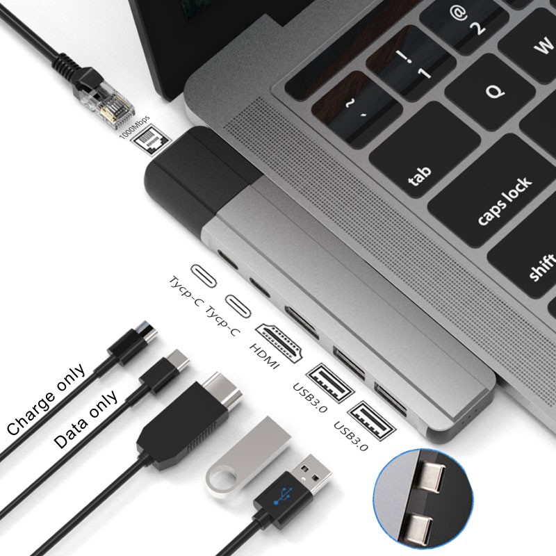 HUB Batianda USB C HDMI Ethernet Rj45 Pd 3.0 Cho Macbook Air Pro Touch Bar A2179/1932/1708/2159/2141 13/15/16&quot; 2016-2020