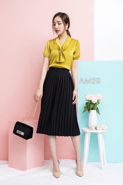 CHÂN VÁY XẾP LY 3 KIÊU NGẮN - LỠ - DÀI MS85177 ( không bóng )