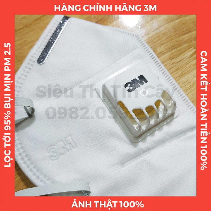 HÀNG CHÍNH HÃNG - Khẩu trang 3M 9501VT, khẩu trang N95 có van thở, lọc tới 95% bụi mịn PM2.5 có hại, chống ung thư phổi | BigBuy360 - bigbuy360.vn