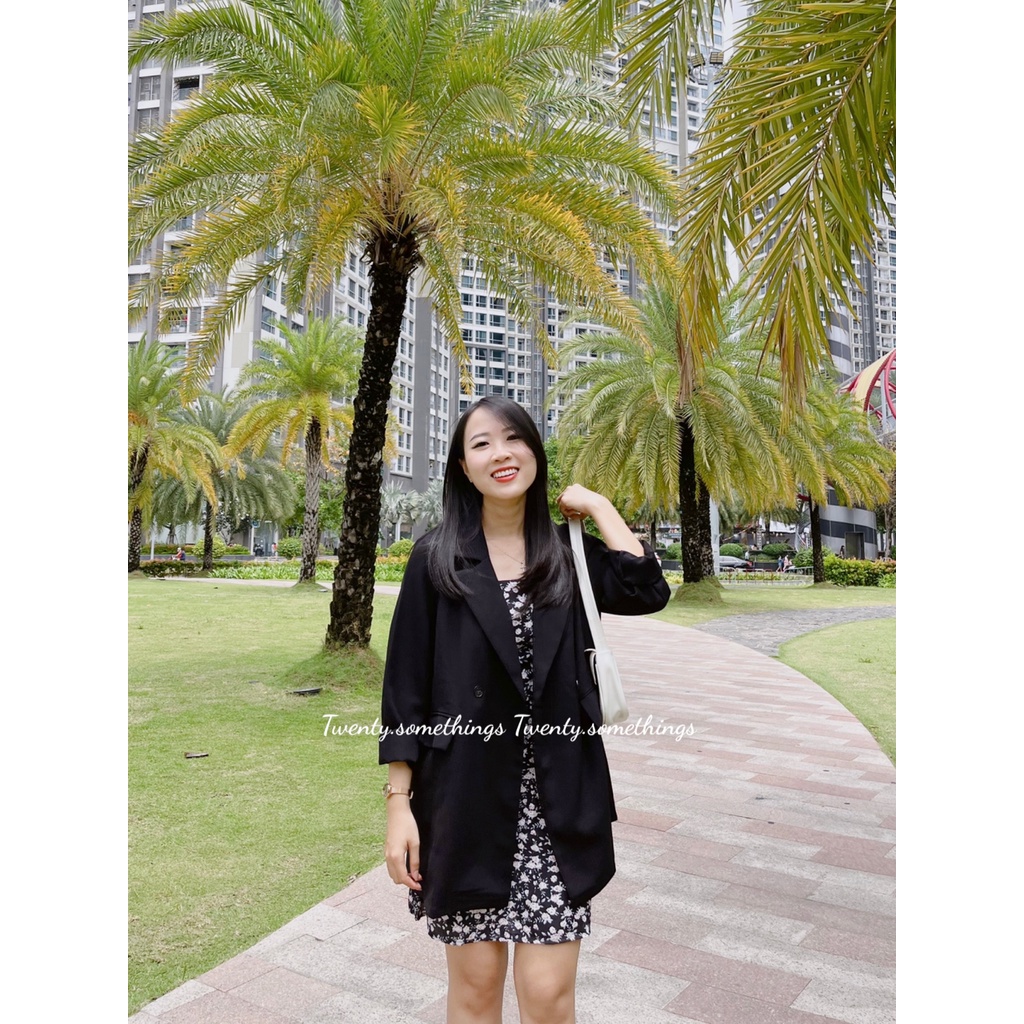 Áo Blazer Đen Form Rộng 1 Lớp 2 Cúc (ảnh thật/sẵn/video)