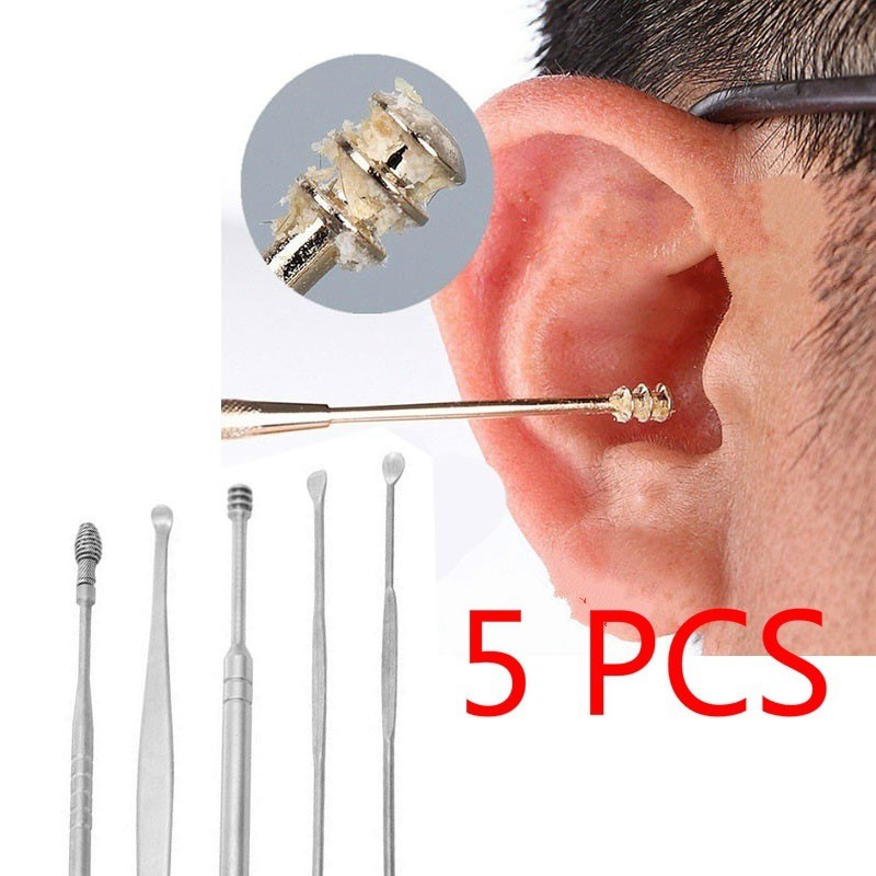 Set 5 Dụng Cụ Lấy Ráy Tai Bằng Thép Không Gỉ
