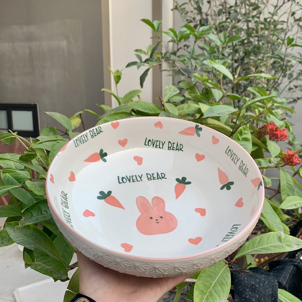 Bát Ăn Cơm Đĩa Sứ Bộ Chén Dĩa Sứ🥕 Thỏ Hồng🥕 Dễ Thương Cute Bát Đĩa Decor Cao Cấp S150