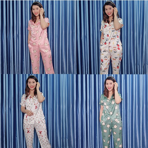 Đồ bộ pijama lụa gấm cao cấp, đồ ngủ quần dài tay ngắn dùng như đồ bộ nữ mặc nhà, đồ bộ đi chơi đều được - Anquachi | BigBuy360 - bigbuy360.vn