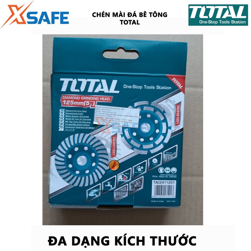 Chén mài đá/bê tông TOTAL Chén mài đường kính từ 100-150mm, độ rộng lưỡi cắt: 20mm, lỗ cốt 22.22mm - [XSAFE]