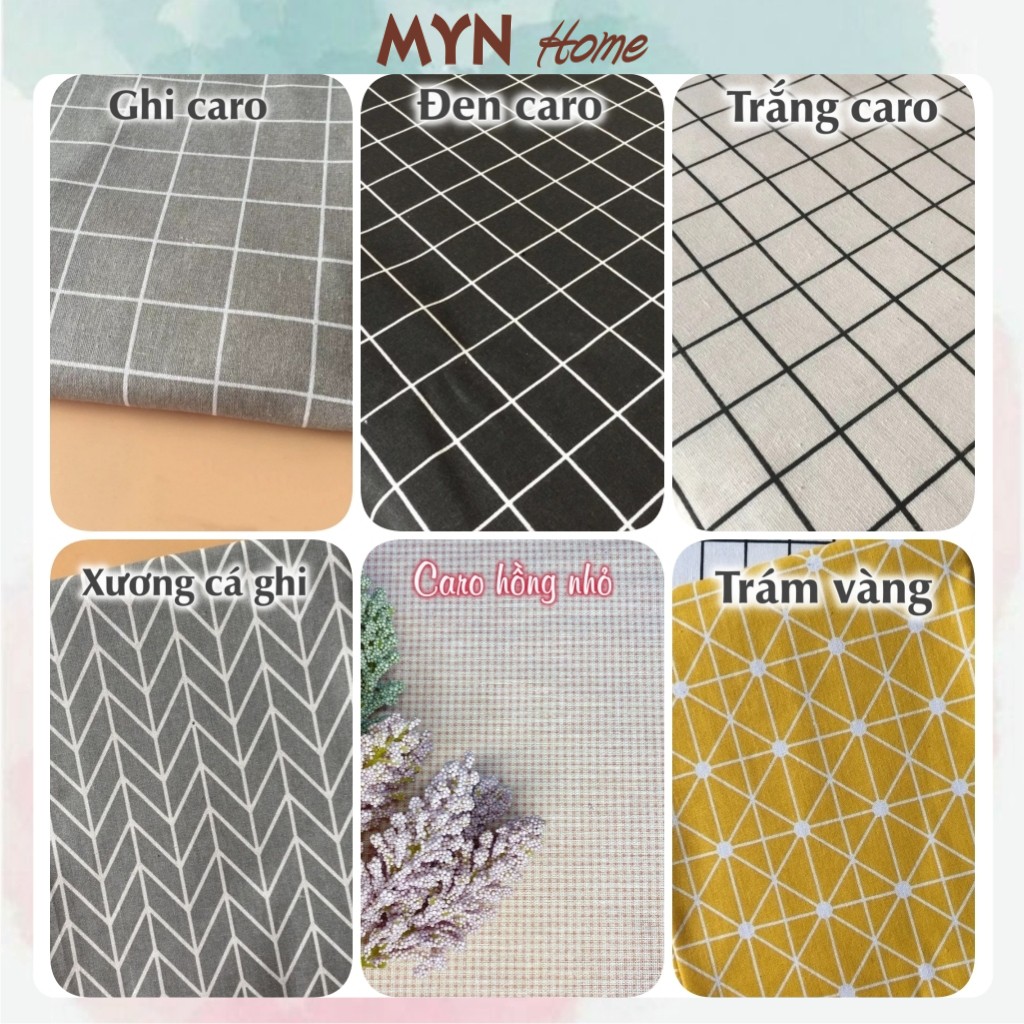 Khăn trải bàn kẻ caro vải bố canvas, vải phông nền chụp ảnh  MYN Home CHƯA MAY VIỀN