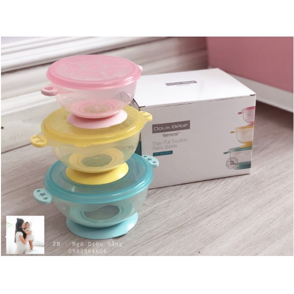 Set 3 bát chống đổ douxbebe