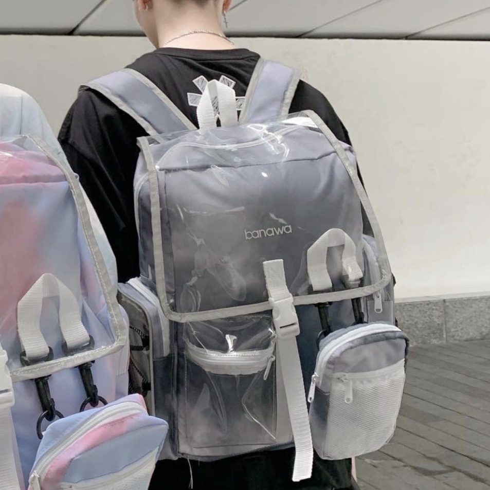 Balo Banawa Đen Tie Dye See Thru Backpack tặng giấy thơm