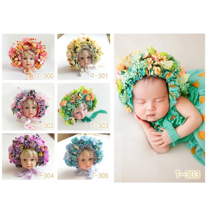 Nón vòng hoa nhiều màu dành cho chụp hình em bé sơ sinh