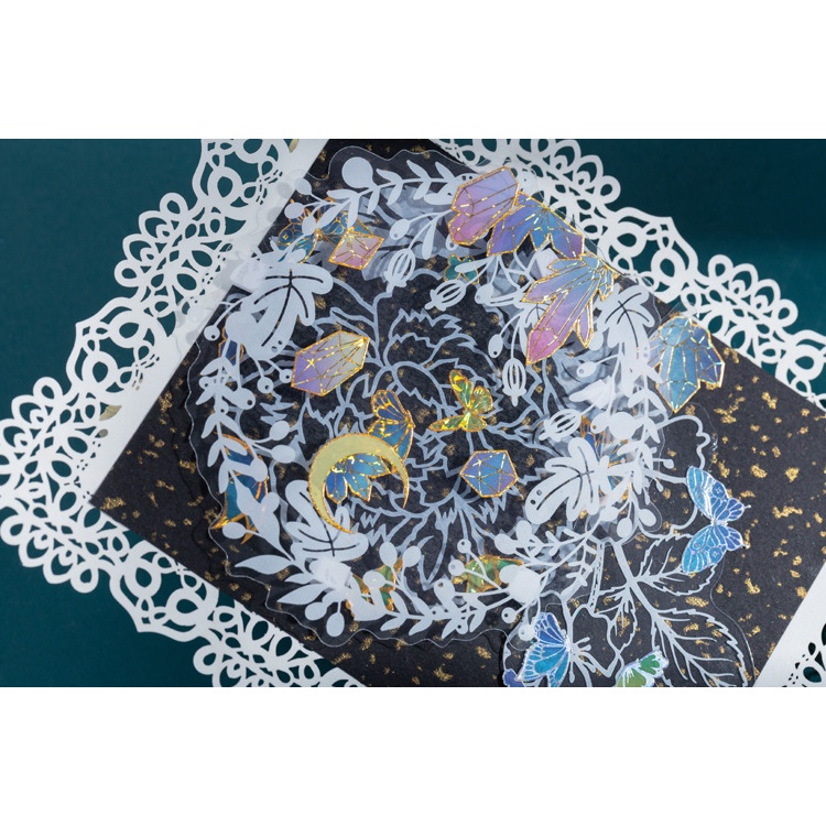 Set 2 tờ sticker viền nhũ vàng, bạc nhiều mẫu decor toploader, trang trí