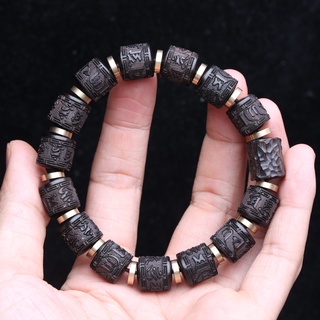 Vòng tay chuỗi hạt gỗ mun tự nhiên 12mm