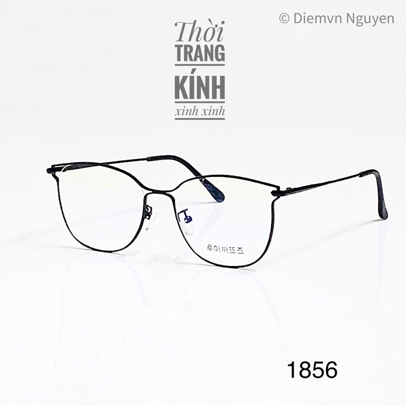 Gọng kính mắt mèo 1856, Form mắt mèo vuông cho nữ, chất Kim loại mảnh, nhẹ, cứng cáp