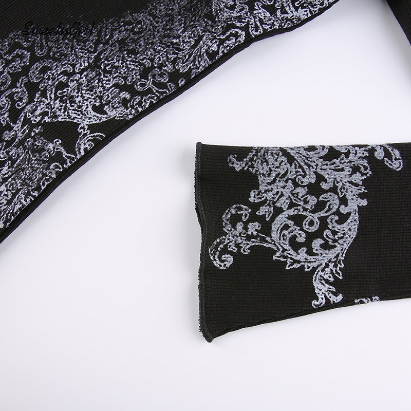 Áo Thun Tay Dài Cổ Chữ V In Họa Tiết Đôi Cánh Hoạt Hình Màu Tương Phản Dành Cho Nữ