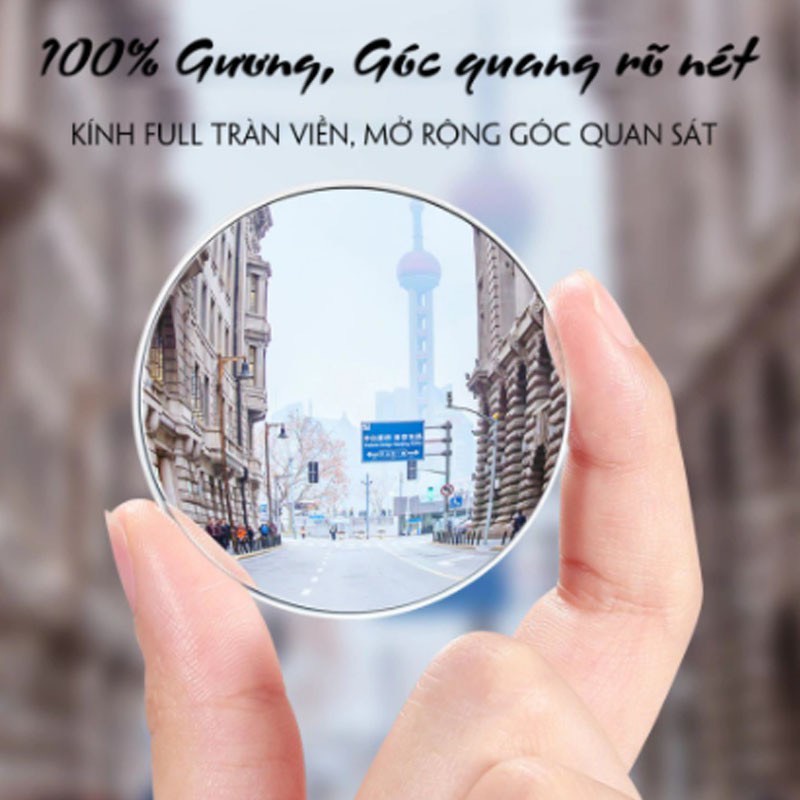 Bộ 2 Gương cầu lồi xóa điểm mù gắn kính hậu ô tô xe hơi xoay 360 độ - Gương cầu lồi chính hãng 3R