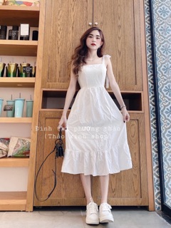 VÁY TRẮNG 2 DÂY CÚP NGỰC ĐUÔI CÁ