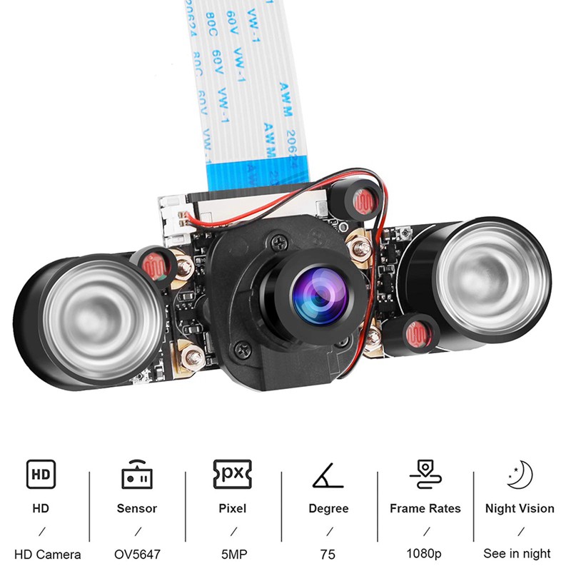 Webcam Tự Động Kèm Giá Đỡ Cho Raspberry Pi 4b 5mp Ov5647