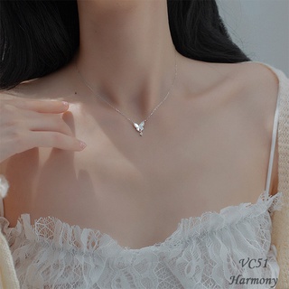 Vòng cổ nữ, dây chuyền bạc hồ điệp hình bướm khảm đính đá xinh xắn, nữ tính, cực sang VC51 | TRANG SỨC BẠC HARMONY