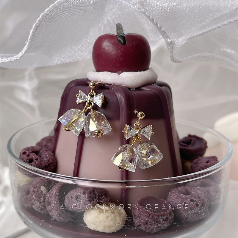 Khuyên Tai Hình Nơ Trong Suốt Tráng Men Dễ Thương 2022