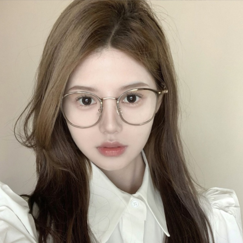 (KIQI-FASHION) COD Mắt Kính Gọng Tròn Bằng Kim Loại Chống Ánh Sáng Xanh Chống Bức Xạ Thời Trang Chất Lượng Cao Cho Nữ