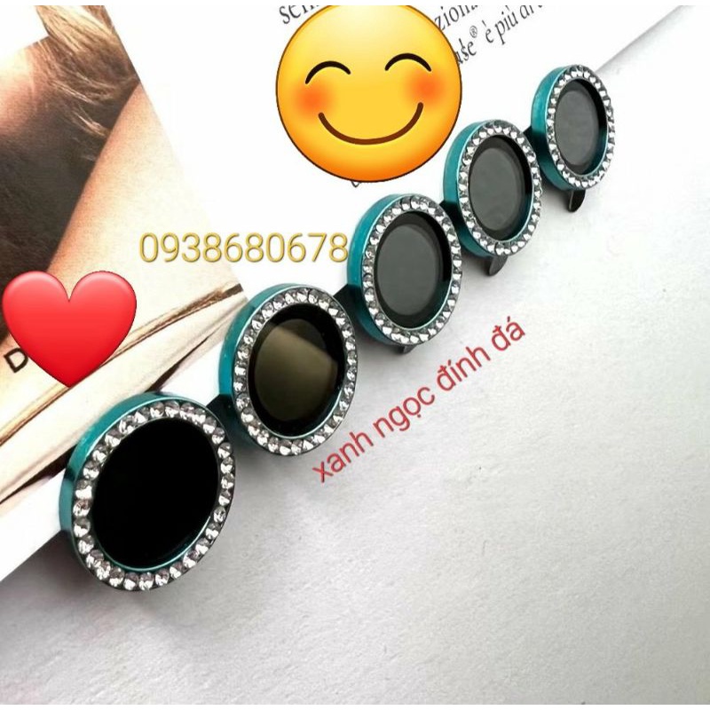 Bộ dán bảo vệ mắt camera màu xanh ngọc đính đá cho iPhone 13 , 13 mini , 13 pro max , 12 pro max