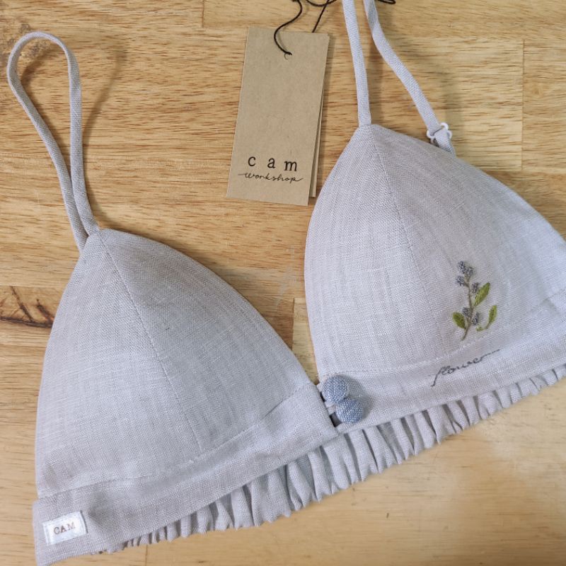 Cam _  Áo lót nữ/ Bra Linen thêu tay