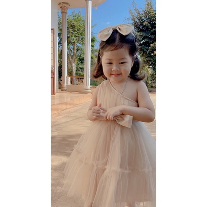 ĐẦM LỆCH VAI ĐI TIỆC CHO BÉ