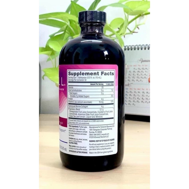 [HSD2023] Nước Uống Collagen Lựu Neocell Collagen + C 473 ml Pomegranate Liquid Mỹ
