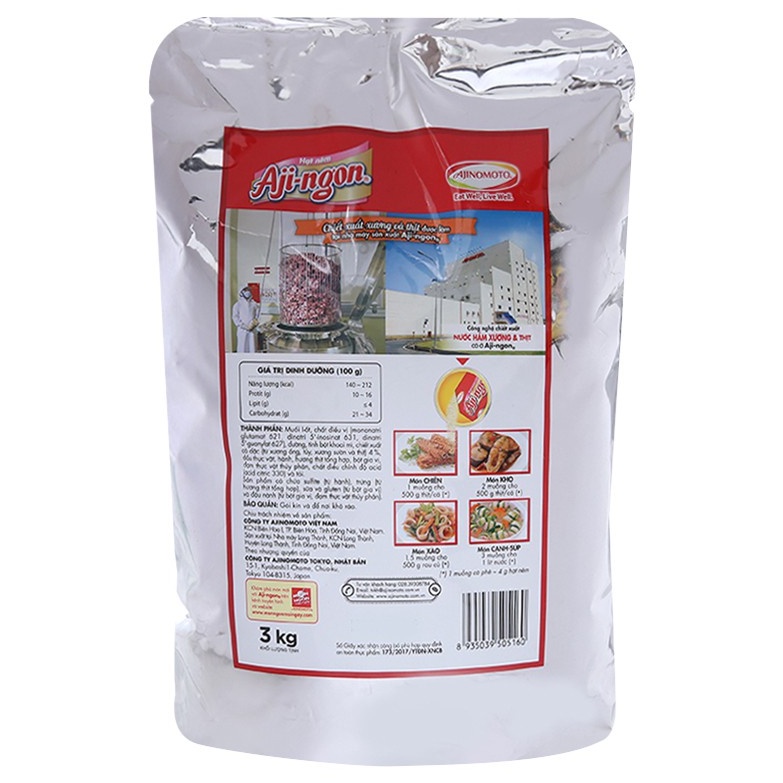 Hạt nêm Aji ngon thịt heo 3kg. Đậm đà vị sườn thịt heo, xương ống.