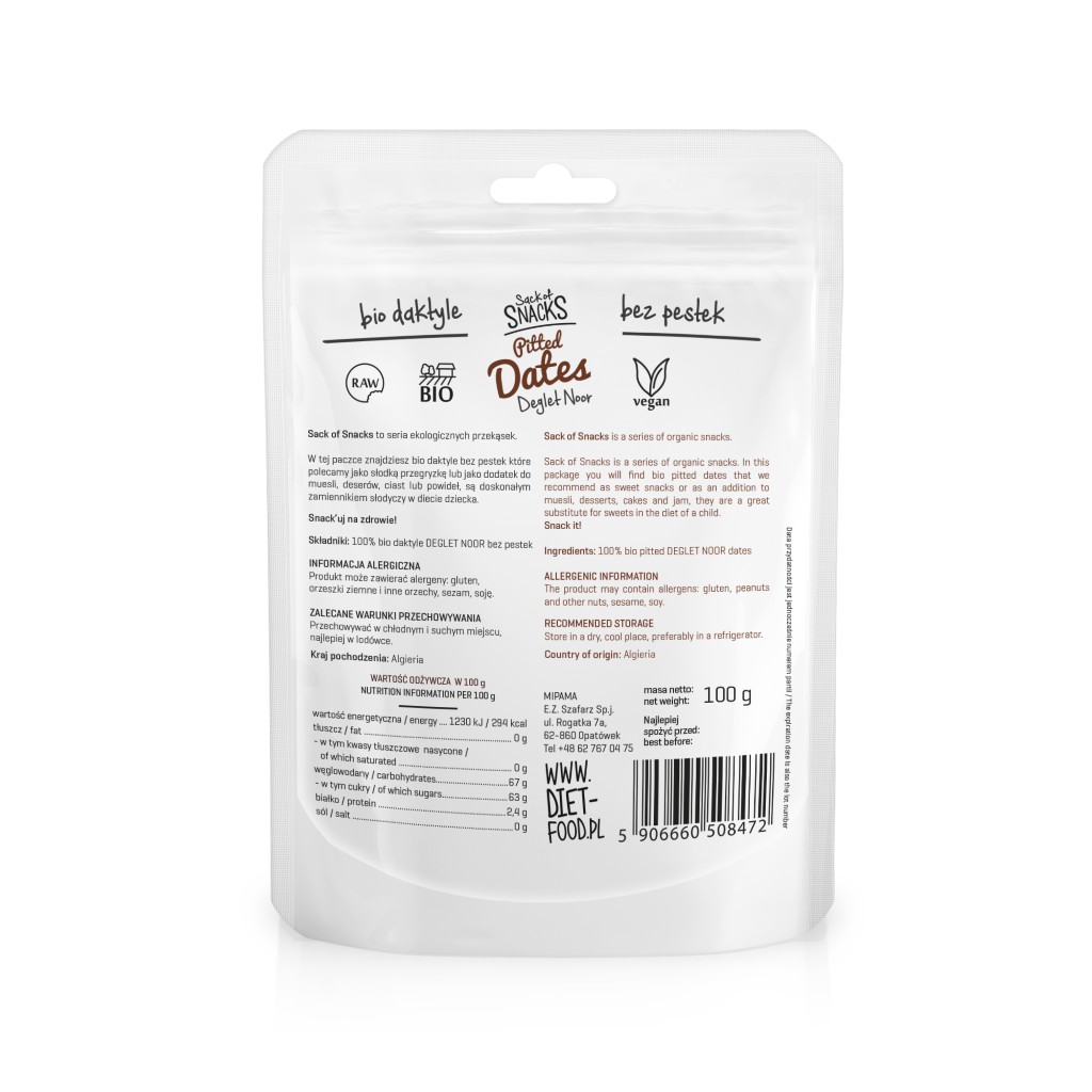 Chà là hữu cơ đã tách hạt Organic Pitted Dates
