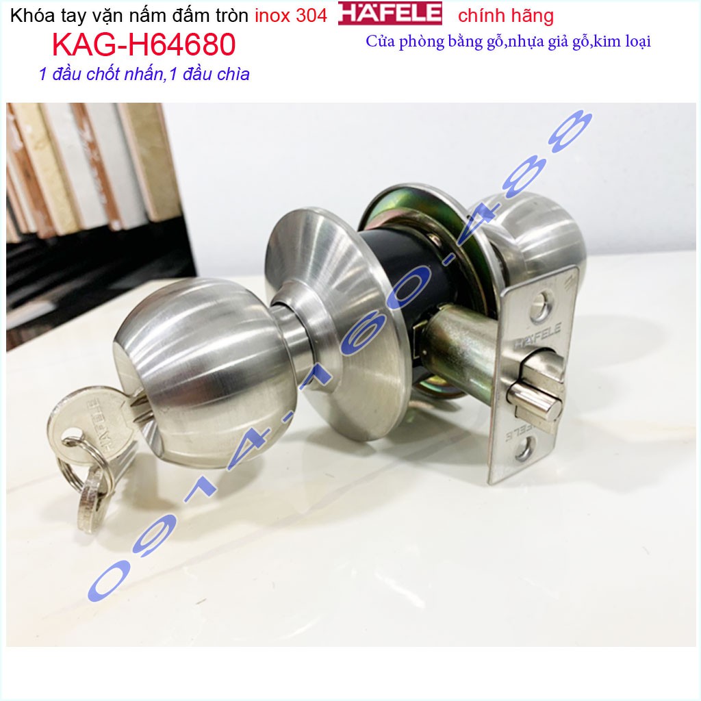 Khóa cửa phòng Hafele KAG-H64680 cao cấp, khóa tay nắm tròn 1 đầu vặn 1 đầu chìa cao cấp siêu bền sử dụng tốt