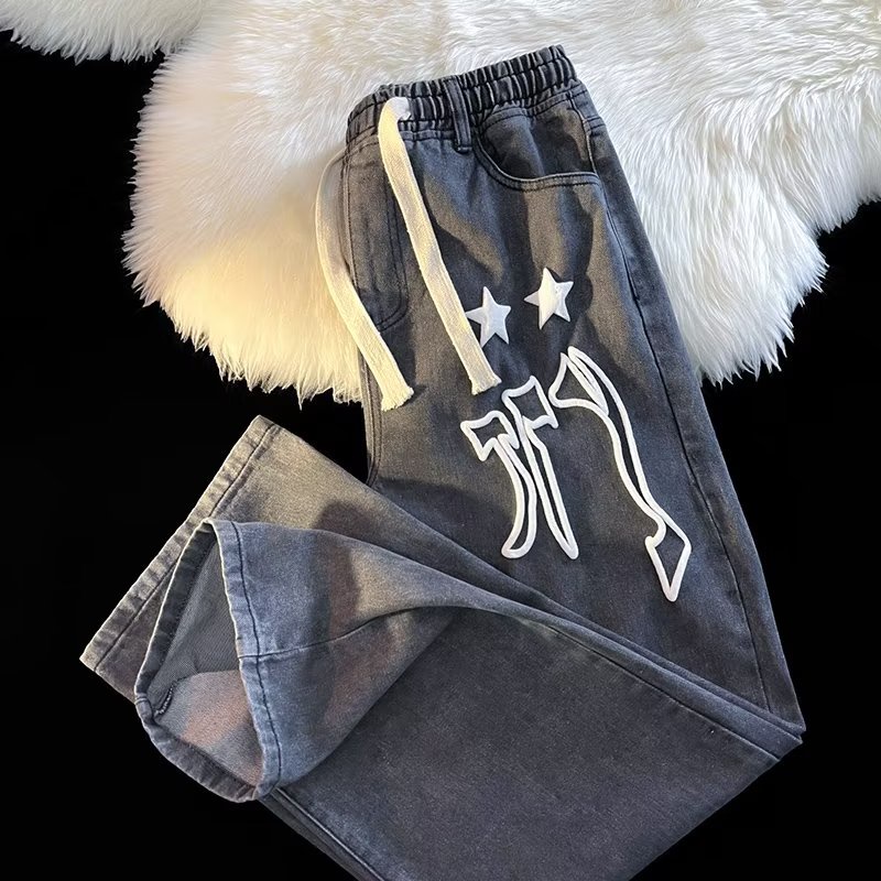 Quần Jean Dài Lưng Thun Dáng Rộng Phong Cách Nhật Bản Thời Trang Cho Nam size S-3XL