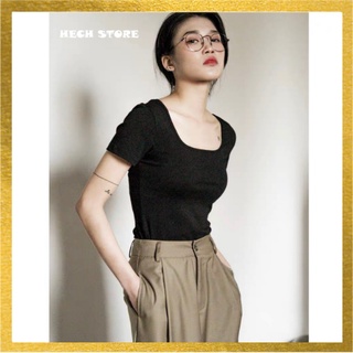 Áo thun nữ trơn tay lỡ cổ thuyền - Áo phông trơn chất Cotton tăm mềm mát