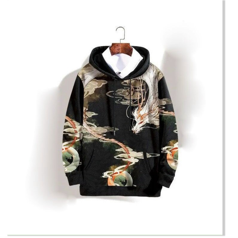 ÁO HOODIE NAM NỮ HỌA TIẾT 3D LONG HẠC GIÁNG THẾ