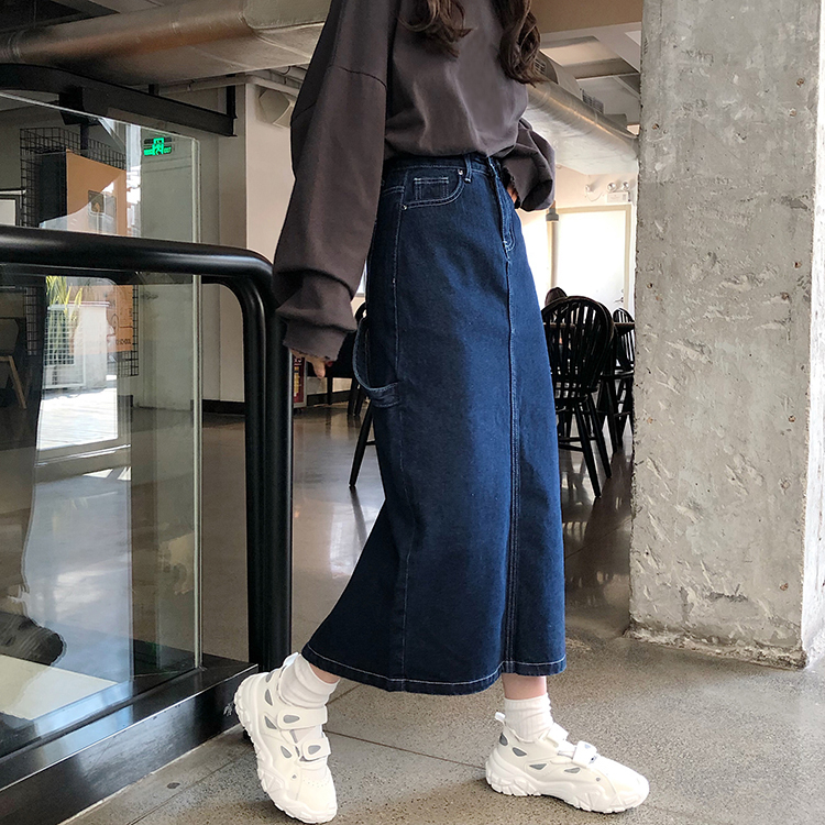 Chân Váy Denim Lưng Cao Xẻ Tà Xiaozhainv Phong Cách Hàn Quốc Cho Nữ | BigBuy360 - bigbuy360.vn