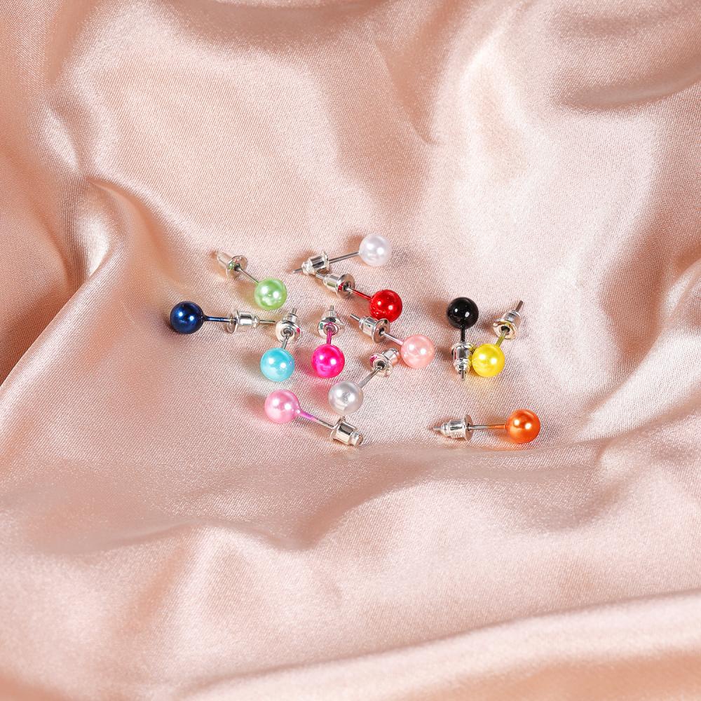 12 Đôi Bông Tai Ngọc Trai Giả Nhiều Màu 4 / 6 / 8mm 20g