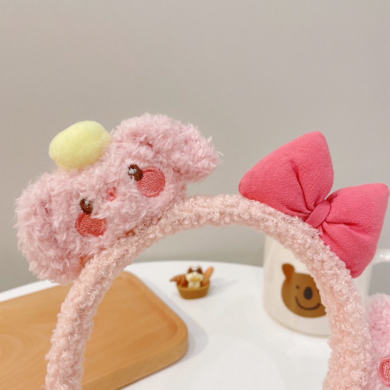 Băng đô cài tóc tai gấu nhiều màu bờm rửa mặt cute phong cách hàn quốc